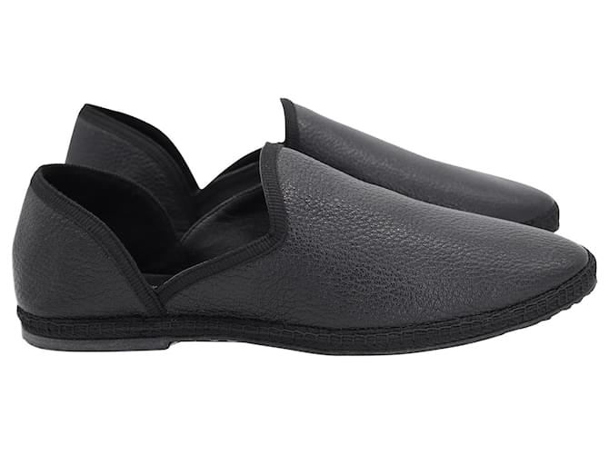 The Row Friulane Flat Slippers in Black Goat Leather