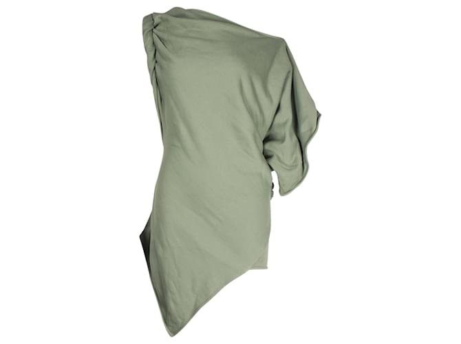 The Attico Asymmetric Logo-Embossed T-shirt in Green Cotton  ref.1053040