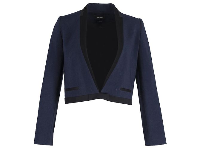 Isabel Marant Jamet Blazer recortado em lã azul Azul marinho