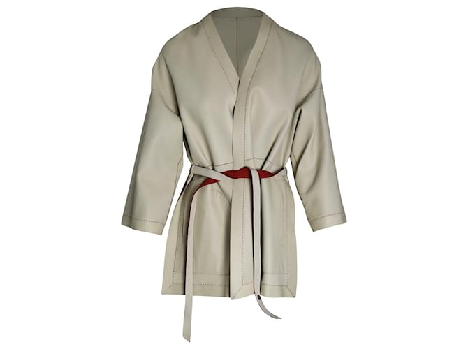 Manteau kimono réversible à ceinture Loro Piana en cuir multicolore  ref.1053060