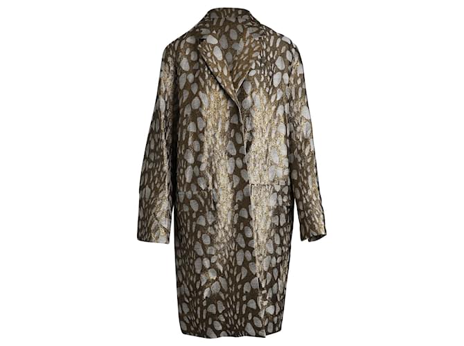 Dries Van Noten Metallic Jacquard Coat in Multicolor Viscose Python print Cellulose fibre  ref.1053064