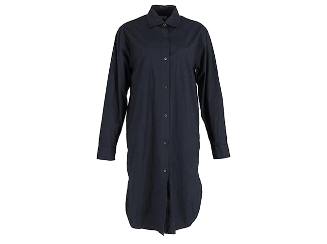 Dries Van Noten Shirt Dress in Navy Blue Polyester  ref.1053068