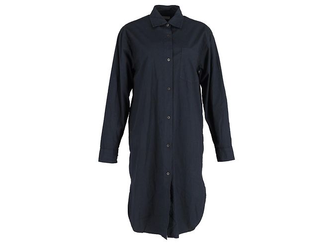 Dries Van Noten Hemdkleid aus marineblauem Polyester