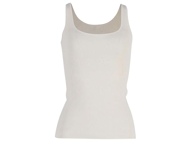 Totême Camiseta sin mangas elástica de canalé Toteme de algodón orgánico beige  ref.1053075