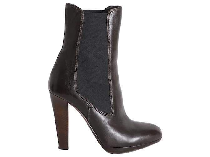 Miu Miu High Heel Ankle Boots in Brown Leather  ref.1053093