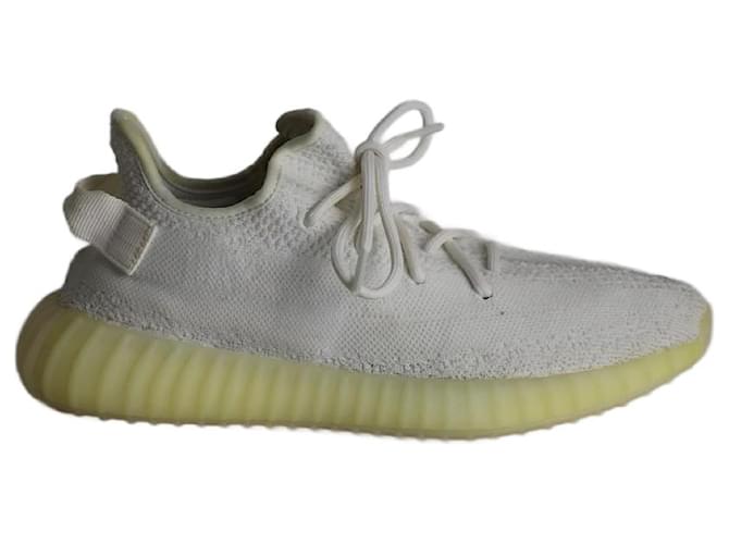 Yeezy ADIDAS YEZY BOOST 350 V2 Sneakers in tela lavorata a maglia bianca Bianco  ref.1053099