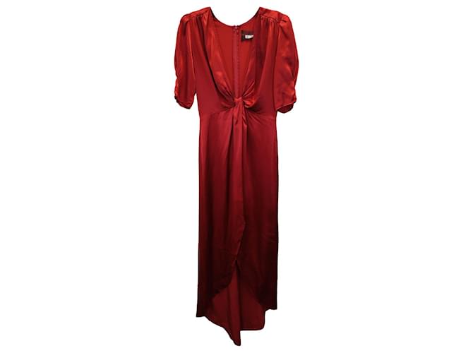 Vestido Reformation Toluca Midi em Seda Vermelha Vermelho  ref.1053108