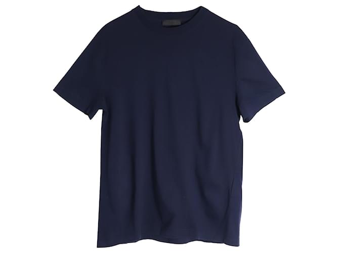 Prada-T-Shirt mit Rundhalsausschnitt aus blauer Baumwolle  ref.1053115