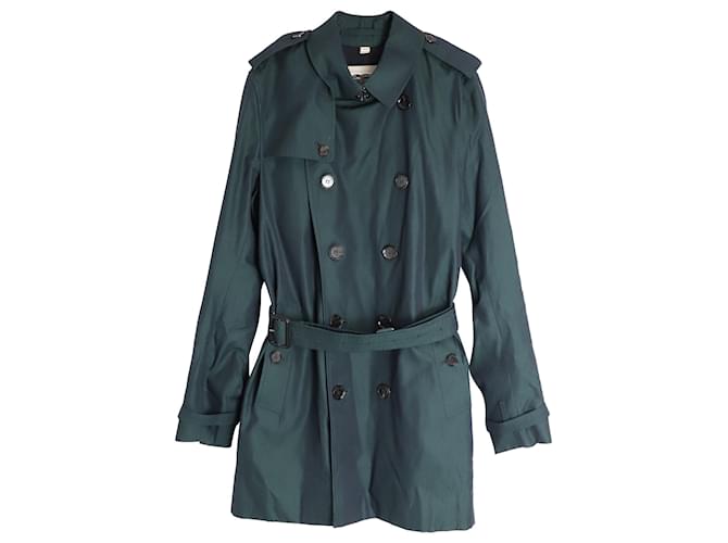 Burberry Sandringham Double-Breasted Trench Coat in Green Cotton  ref.1053120