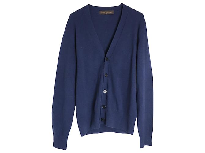 Louis Vuitton-Cardigan mit Knöpfen aus blauer Wolle  ref.1053124