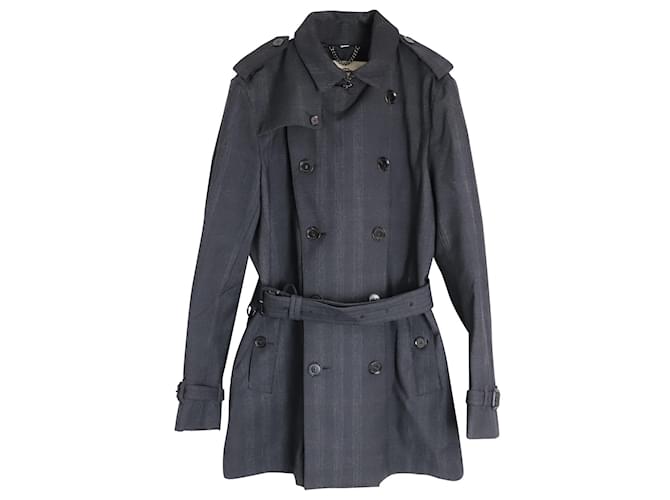 Burberry Double-Breasted Coat in Grey Cotton  ref.1053125