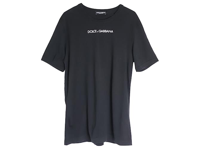 Dolce & Gabbana Logo-T-Shirt aus schwarzer Baumwolle  ref.1053129