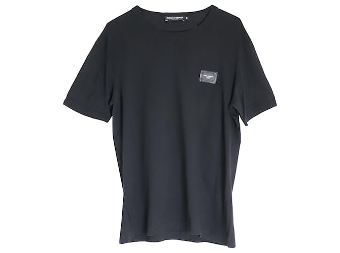 T-shirt Dolce & Gabbana Patch Logo en coton noir  ref.1053130