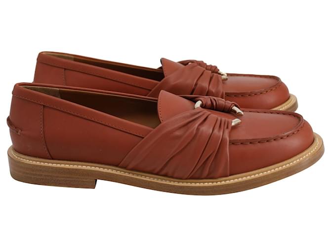 Chloé C Flat Loafers In Brown Leather Pony-style calfskin  ref.1053135