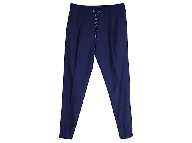 Pantalon à cordon Dior en laine vierge bleue  ref.1053140