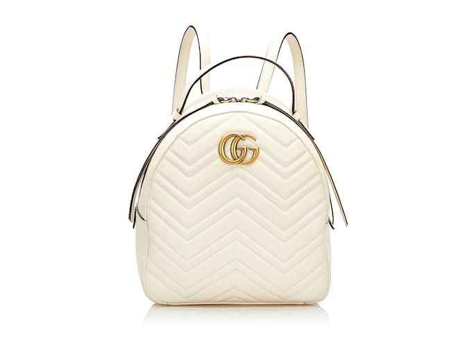 Gucci GG Marmont Dome Backpack 476671 White Leather Pony-style calfskin  ref.1053156