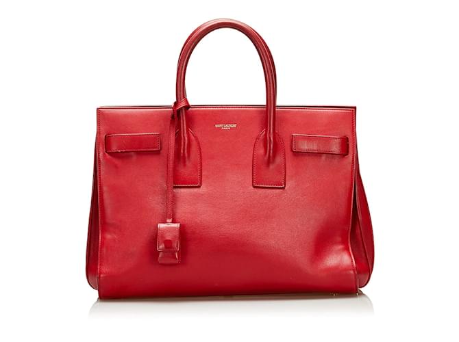 Yves Saint Laurent Sac De Jour Leather Handbag 324823 Red Pony-style calfskin  ref.1053158
