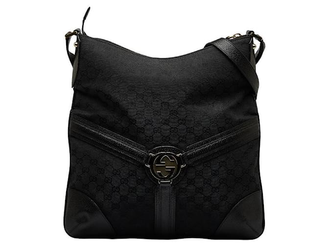 Gucci Sac à bandoulière en toile GG Reins 115568 Noir  ref.1053196