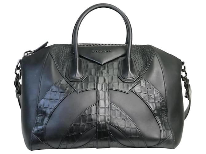 Givenchy Sac cabas Antigona en cuir façon croco noir  ref.1053204