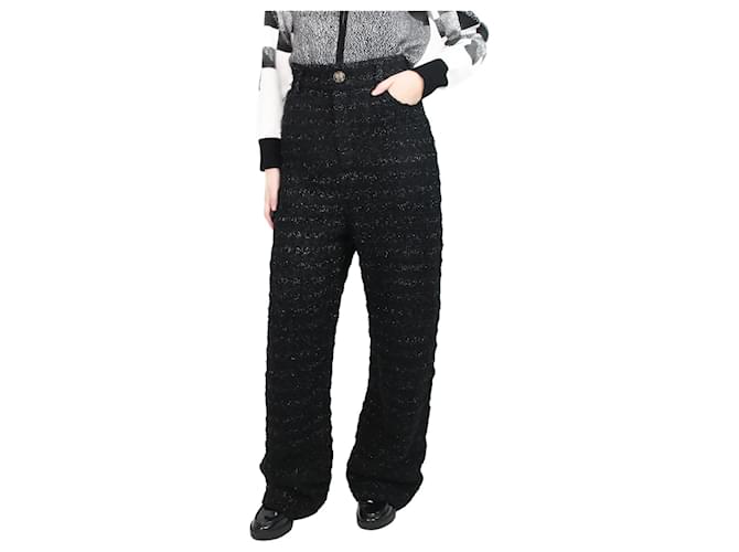 Balenciaga Calça texturizada preta com corte alto - tamanho M Preto Lã  ref.1053220