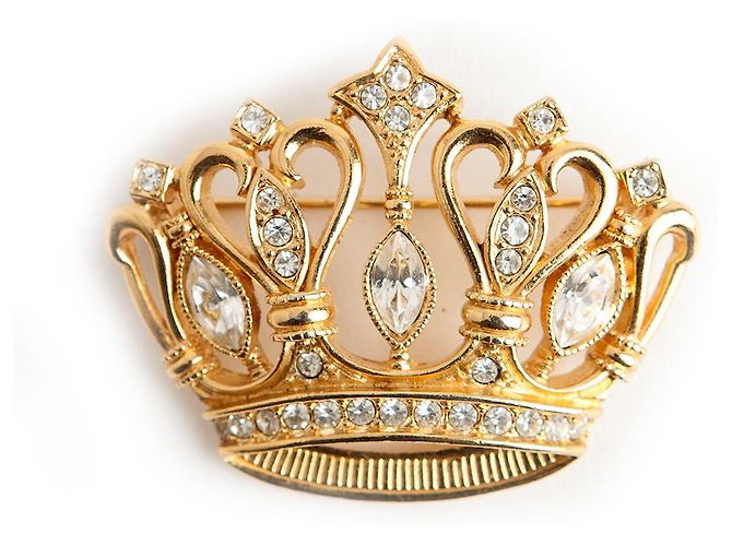 Spilla Corona Kenneth Jay Lane Oro Metallo D'oro