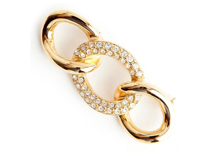 Spilla Link Christian Dior Oro e Cristalli D'oro