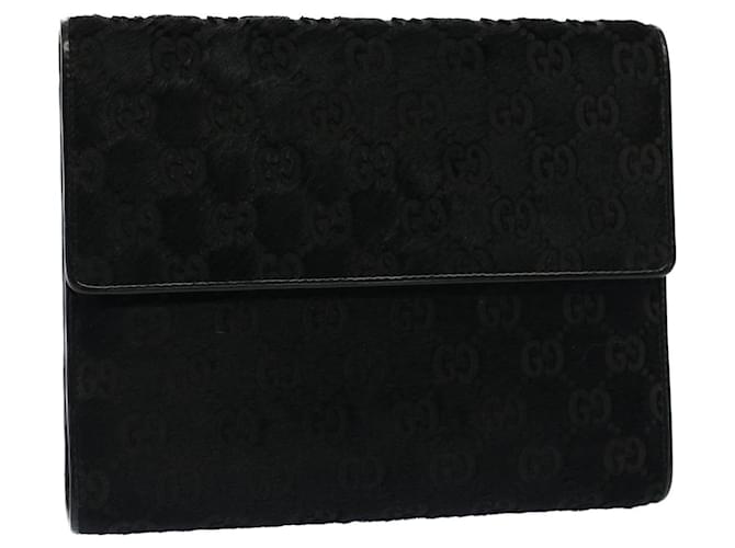 GUCCI GG Canvas Day Planner Cover Outlet Harako couro Preto Auth am4921  ref.1053577