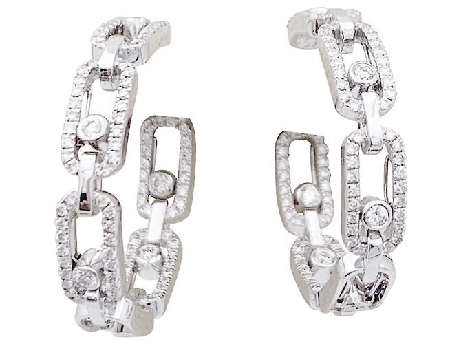 Boucles d'oreilles Messika, "Move Link", or blanc, diamants.
