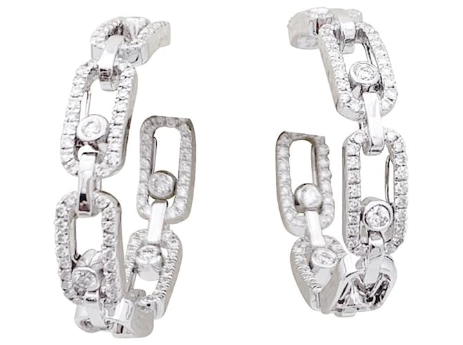 Boucles d'oreilles Messika, "Move Link", or blanc, diamants.  ref.1053811