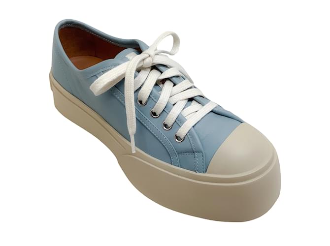 Sneakers Marni con lacci Pablo in pelle acquamarina Blu  ref.1053836