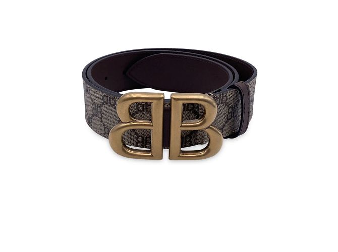 Gucci x Balenciaga Tamaño del cinturón de lona con monograma BB de Hacker Project 90 Beige
