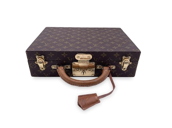 Louis Vuitton Bolsa de viaje con estuche para joyas Boite Bijoux de lona con monograma Castaño Lienzo  ref.1053857