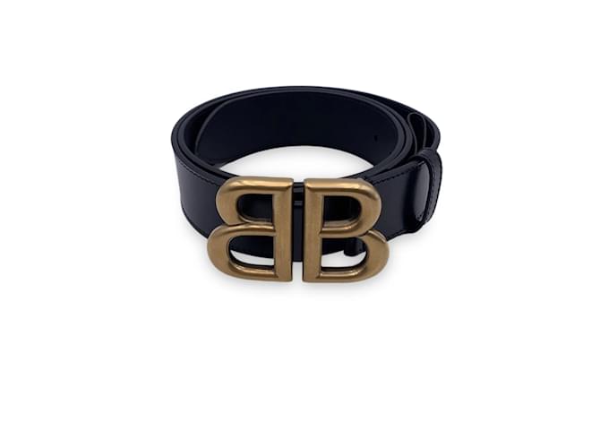 Gucci x Balenciaga Hacker Project Black Leather BB Belt Size