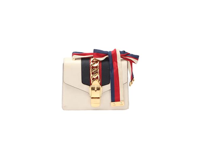 Gucci Sylvie Leather Mini Chain Bag White Pony style calfskin ref