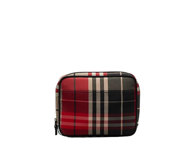 Burberry Check Canvas Accessory Pouch Red Cloth  ref.1053869