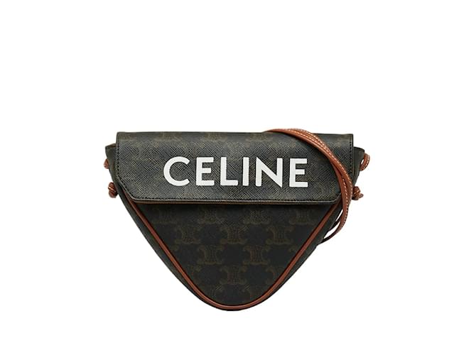 Céline Triomphe Canvas Triangle Bag 195902BZK Brown Cloth  ref.1053881