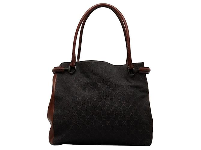 Gucci GG Canvas Horsebit Tote Bag 101346 Brown Cloth  ref.1053919