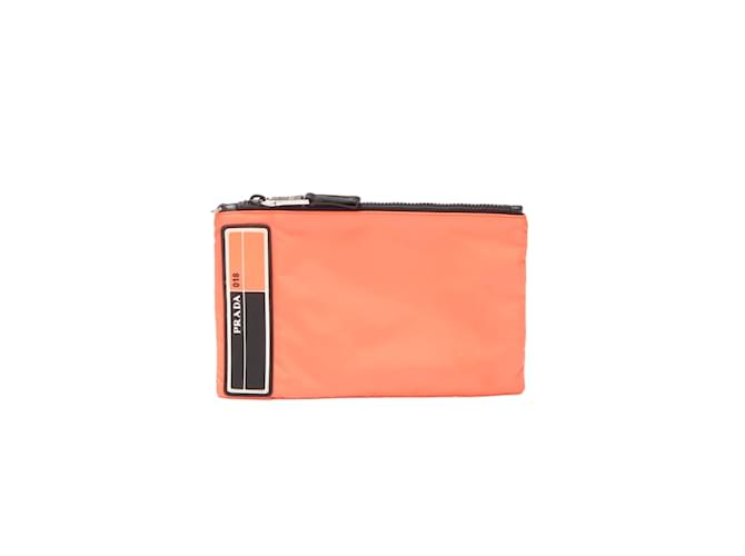 Prada Tessuto Logo Clutch Orange Cloth  ref.1053920