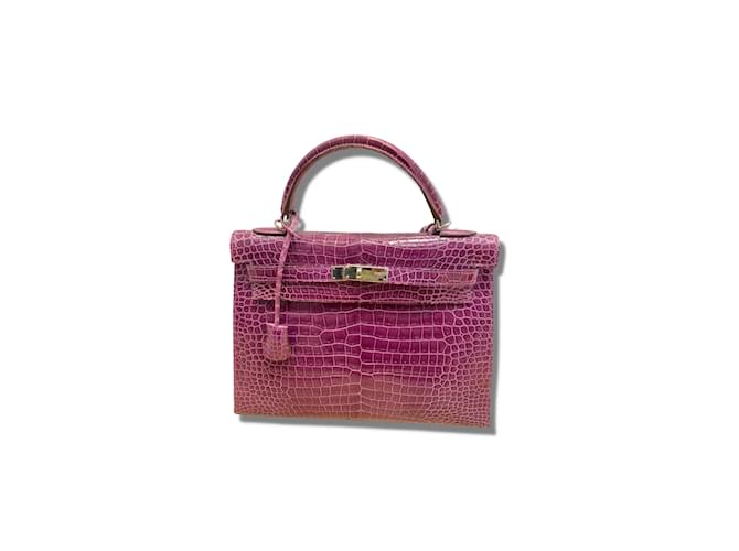 Kelly Hermès HERMES  Handbags T.  Exotic leathers Purple  ref.1053985