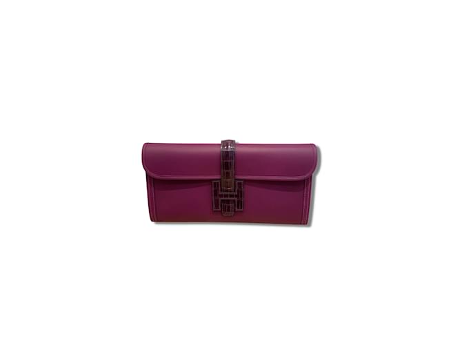 Jige Hermès HERMES  Clutch bags T.  leather Purple  ref.1053986