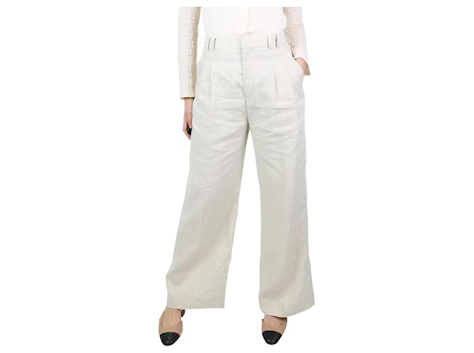 Autre Marque Pantaloni color crema in lino a gamba larga - taglia UK 8 Crudo Biancheria  ref.1054195