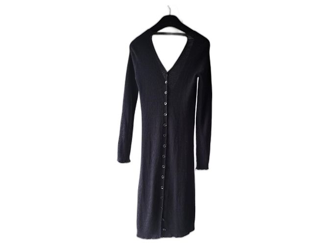 Autre Marque Schwarzes Viscose Kleid mit Knöpfen Größe 38