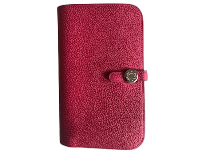 Hermès Dogon wallet duo Pink Leather  ref.1054223