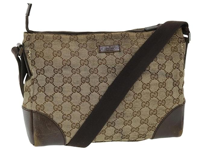 GUCCI GG Canvas Shoulder Bag Beige Brown Auth 52249 Cloth  ref.1054349