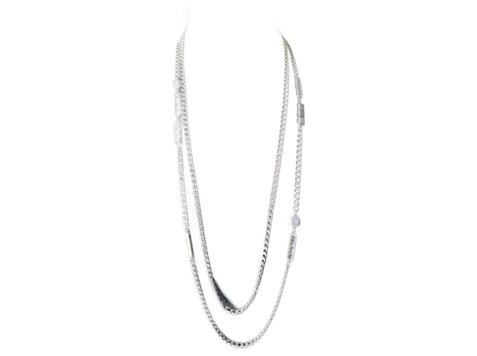 Chanel-Halskette Anthrazitgrau Silber Hardware Metall  ref.1054353