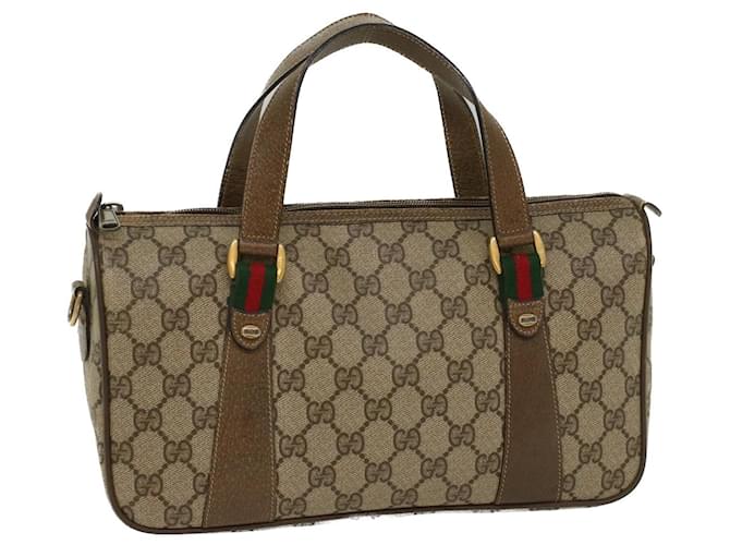 GUCCI GG Canvas Web Sherry Line Boston Bag Beige Red 3902040 auth 52018  ref.1054365