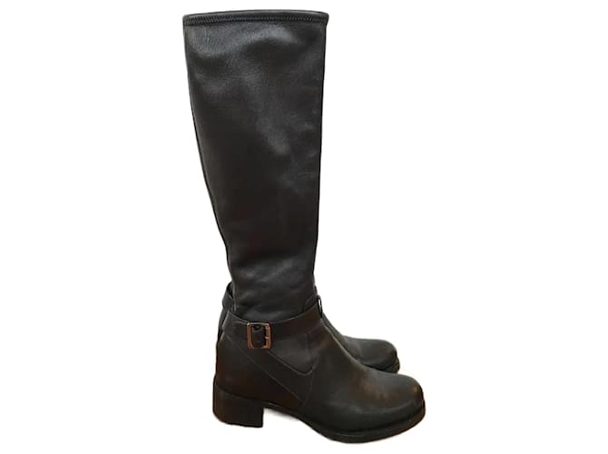 PRADA  Boots T.eu 37 leather Black  ref.1054369