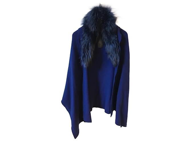 YVES SALOMON  Jackets T.International Taille Unique Wool Blue  ref.1054371
