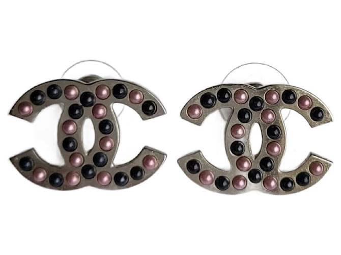 Chanel CC earrings Silver hardware Metal  ref.1054385