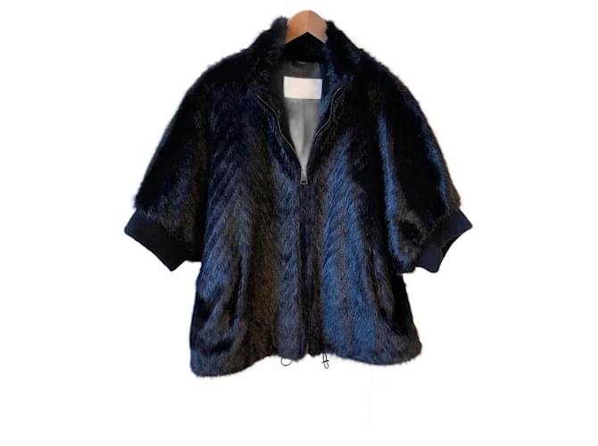 GEORGES RECH Manteaux T.fr 38 Faux fur Fausse Fourrure Noir  ref.1054426